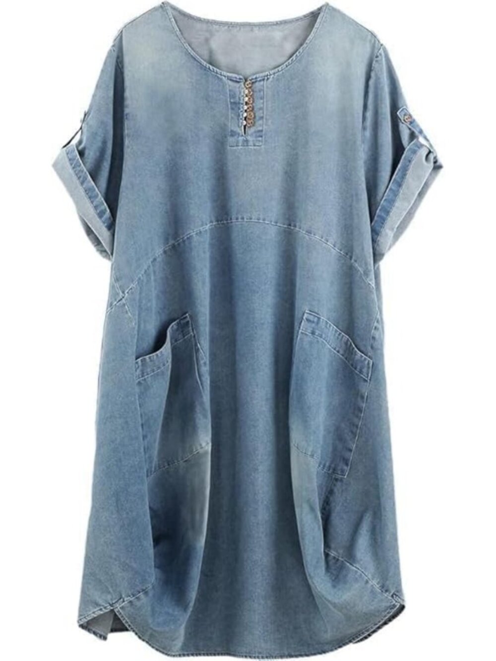 Ruffle Oversized Casual Midi Dress for Women with Pockets - Trendy & Comfortable